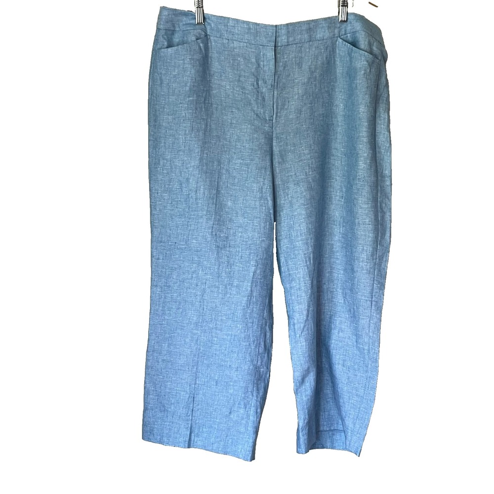 Talbots Blue‎ 100% Linen Slacks Work Pants Summer Lightweight Size 16 NWT